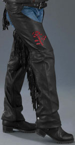 Leadies Red Rose Chaps with Fringe