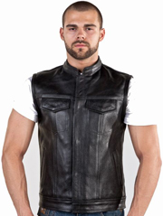 V320 Mens Club Vest with Short Collar Black Liner
